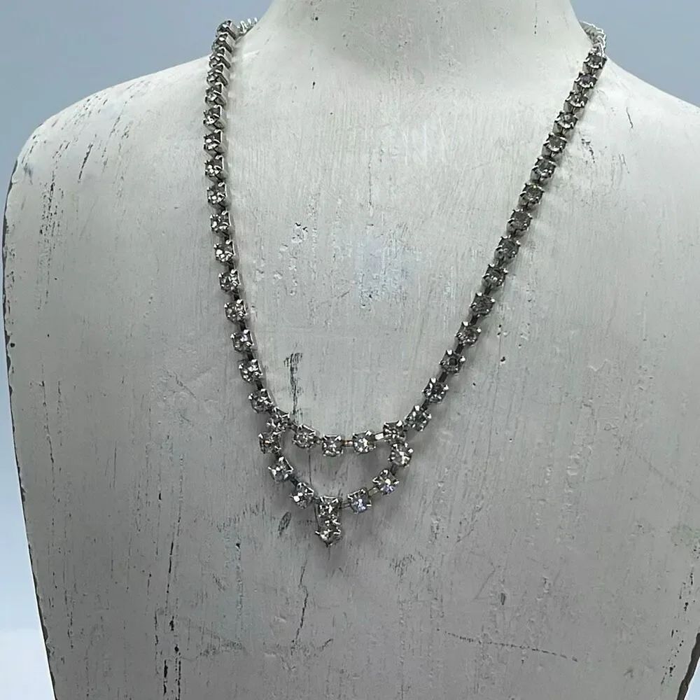 Vintage Midcentury glam rhinestone statement necklace.